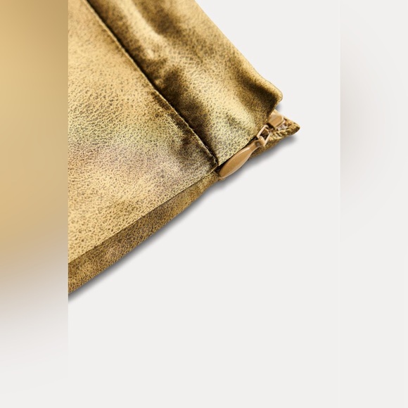 NWT. Zara ZW Collection Golden Satin Effect Asymmetric Flowing Midi Skirt Size S - Picture 5 of 9